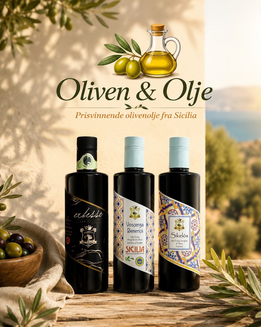 Se våre olivenoljer - Prisvinnende olivenoljer fra Sicilia